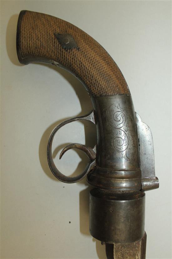 A 19th century six shot transitional revolver, 12.5in.